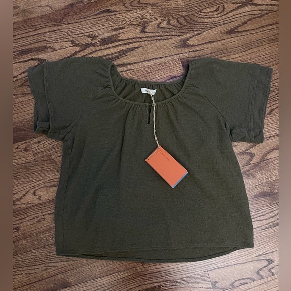 MADEWELL Texture & Thread Tiered Sleeve Top Green Size Small NWT. - Picture 2 of 4